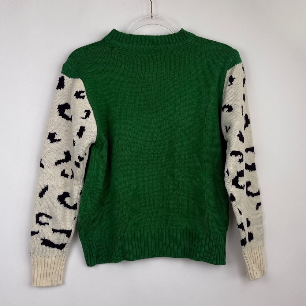Junboon Leopard Print Knitted Pullover Sweaters Long Sleeve Crew Neck Top M - Picture 6 of 9